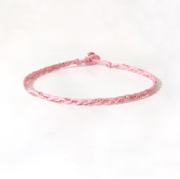 dainty mixed media chain & braided cord bracelet - Picture 2 of 4